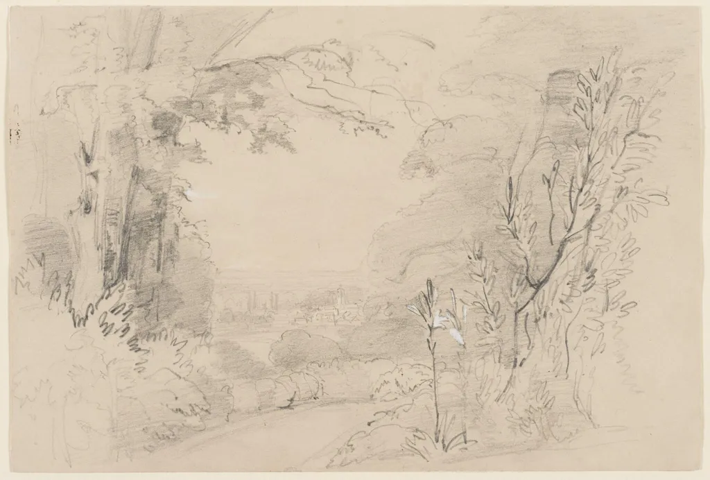Sketch of landscape with trees, by Marchioness of Waterford Louisa Anne, 1850
