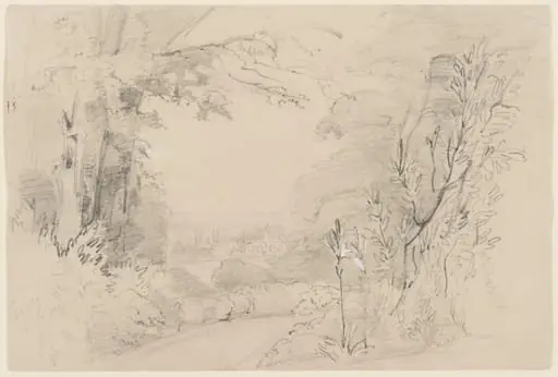 Sketch of landscape with trees, by Marchioness of Waterford Louisa Anne