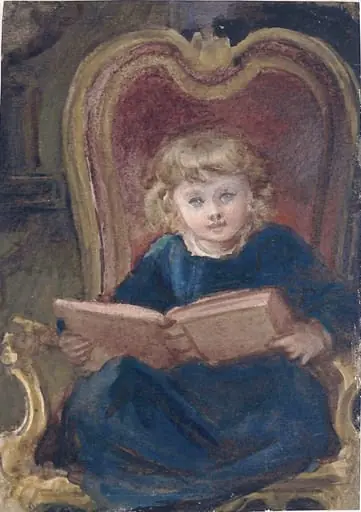 Vere Cochran in Highcliffe Library, by Marchioness of Waterford Louisa Anne