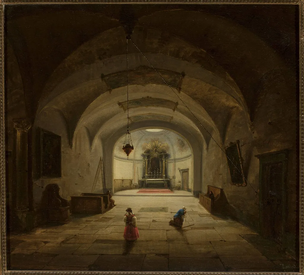 Interior of the subterranean chapel, by Marcin Zaleski, oil, 1836