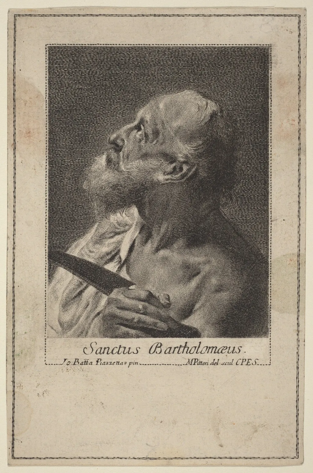 Sanctus Bartholomeaus, by Marco Alvise Pitteri, ink, 1744