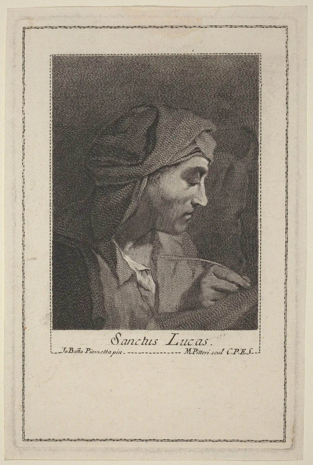 Sanctus Lucas, by Marco Alvise Pitteri, ink, 1744