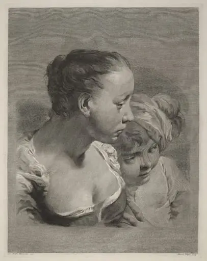 Young Woman and a Boy Facing Right, by Marco Alvise Pitteri
