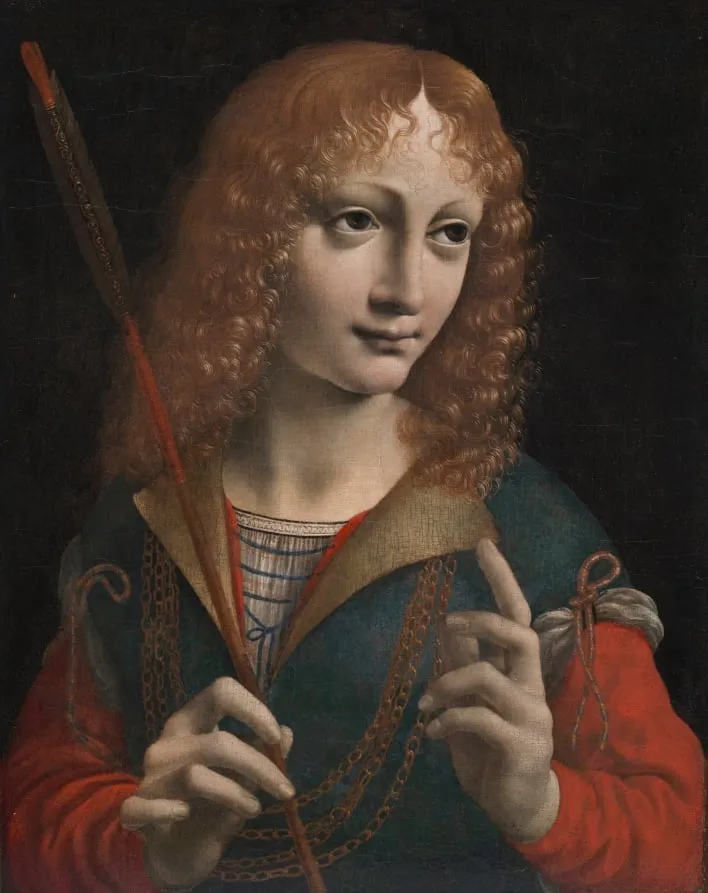 Portrait of a Youth as Saint Sebastian, by Marco d'Oggiono, unspecified, 1484