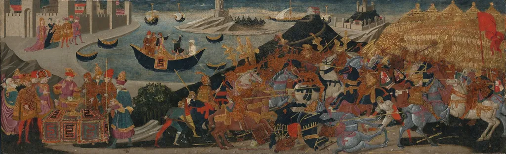 The Battle of Pharsalus and the Death of Pompey, by Marco del Buono, unspecified, 1457