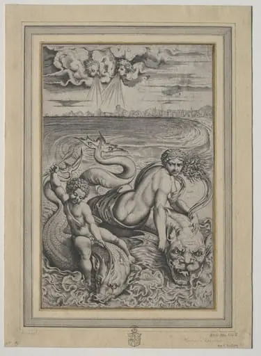 Love and Cupid Carried by Dolphins, by Marco Dente