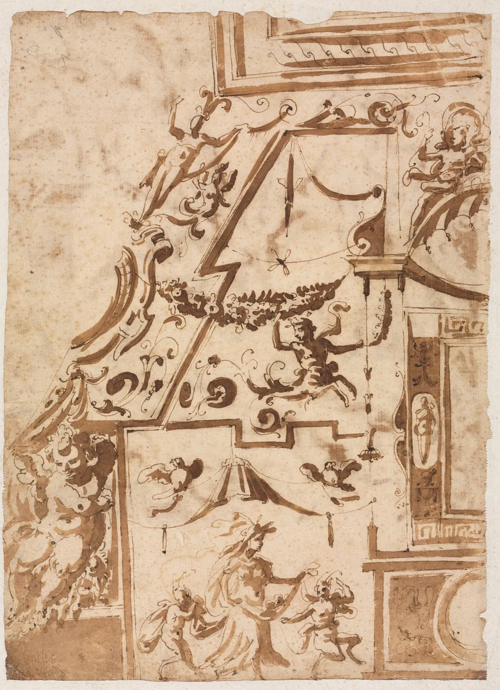 Grotesque with a Leaping Centaur (verso), by Marco Marchetti, 1576