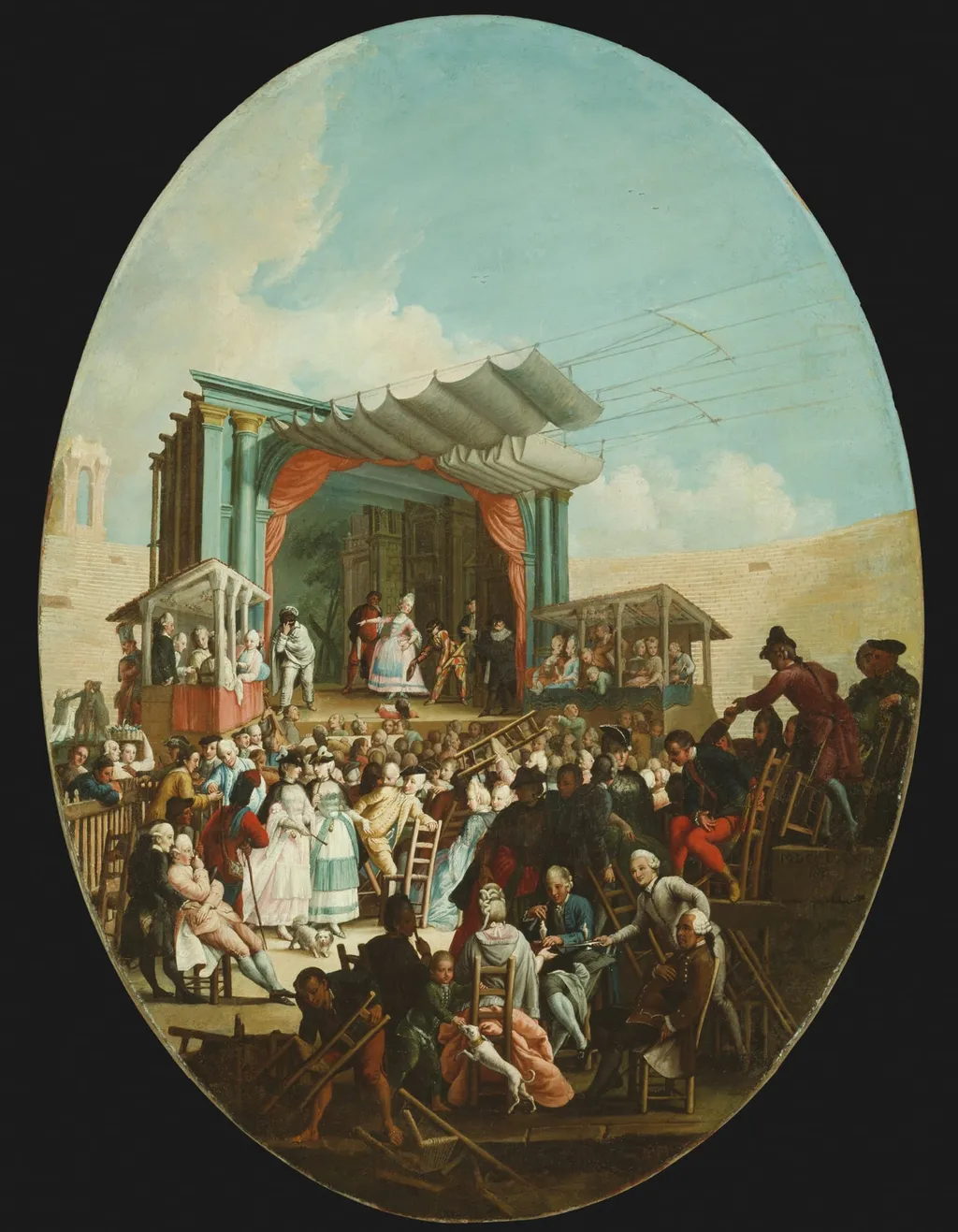 An Italian Comedy in Verona, by Marco Marcola, oil, 1772