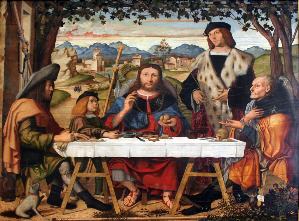 Christ at Emmaus, by Marco Marziale, paint, 1507