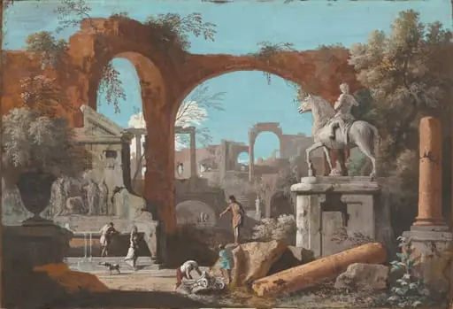 A Capriccio of Roman Ruins, by Marco Ricci