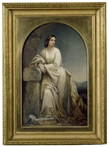 Trust: A female figure leaning on a rock, by Margaret Gillies