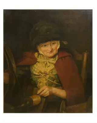 An Old Woman Spinning Silk