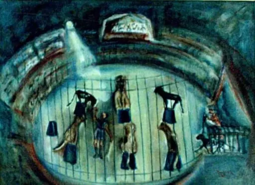 Scenă de circ (lei și pantere), by Margareta Sterian