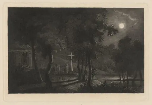 A Lakeside Chapel by Moonlight, by Maria Anna Fischer
