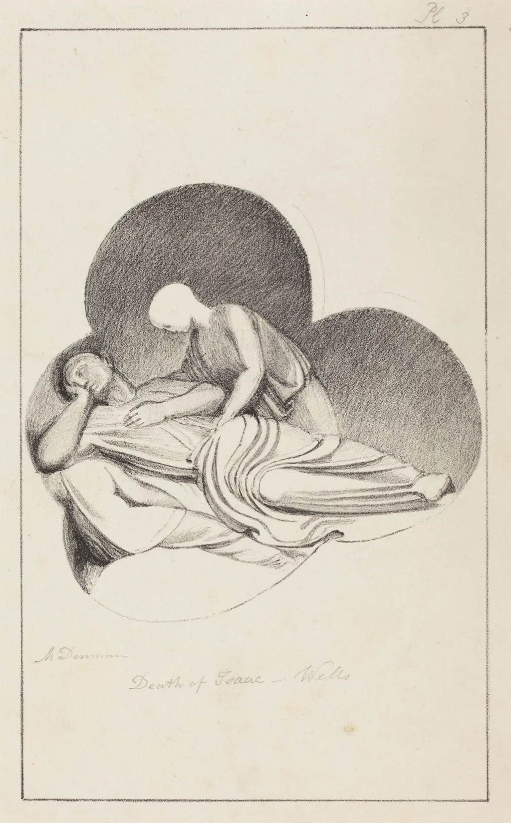 Death of Isaac, from Wells Cathedral, by Maria Denman, ink, 1829