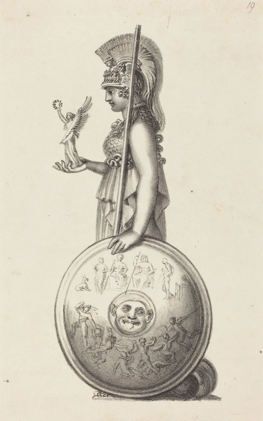Minerva, by Phidas, by Maria Denman, ink, 1829