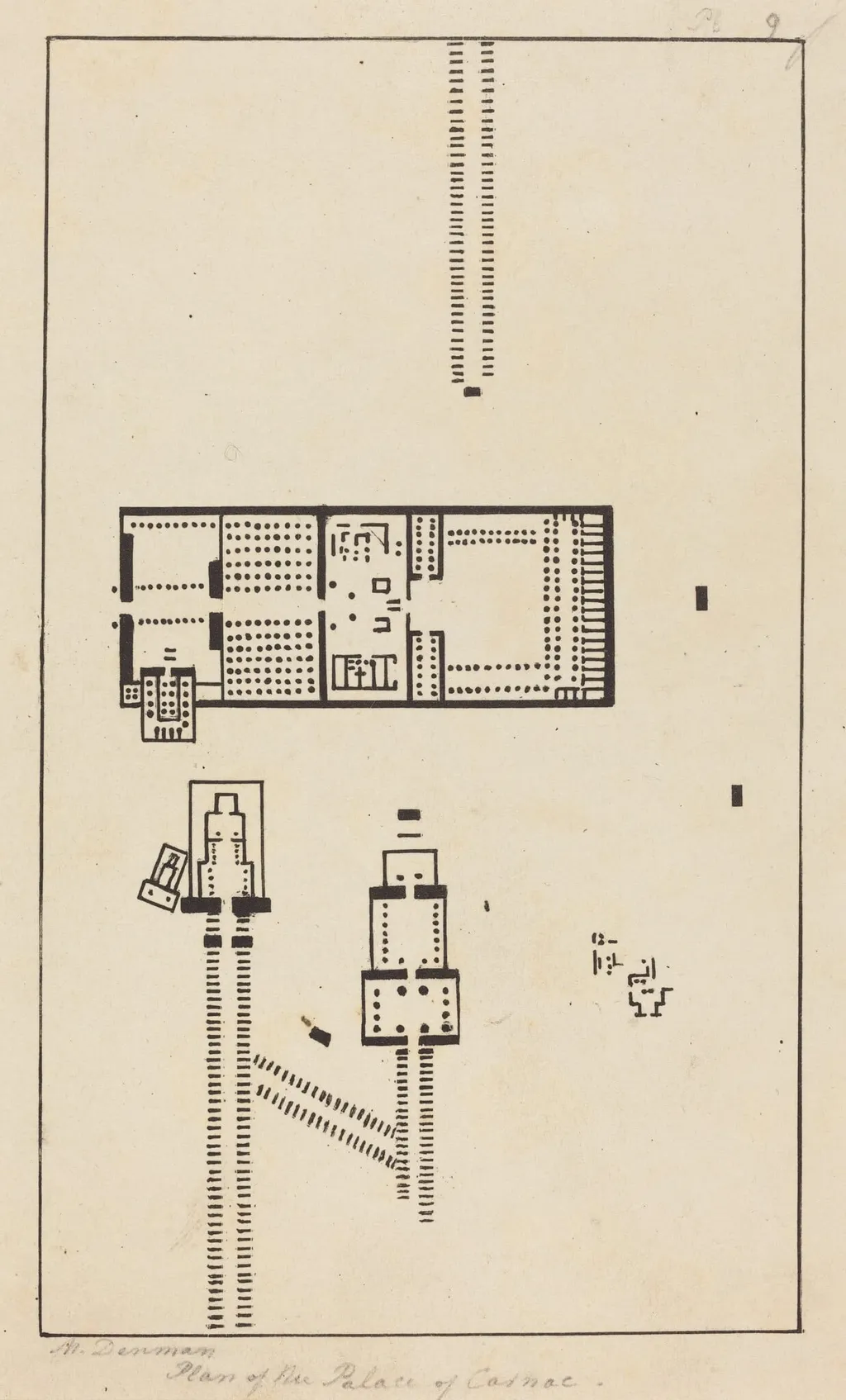 Plan of the Palace of Carnac, by Maria Denman, ink, 1829