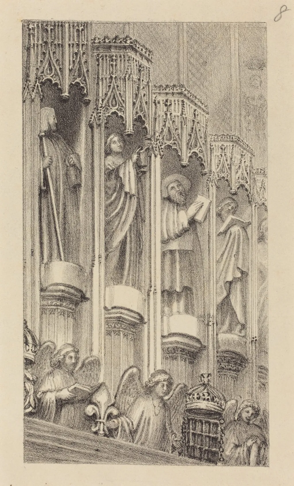 Statues in the Architecture of Henry the Seventh's Chapel, Westminster Abbey, by Maria Denman, ink, 1829