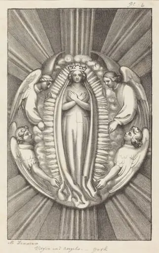 Virgin and Angels, a Key Stone in York, by Maria Denman