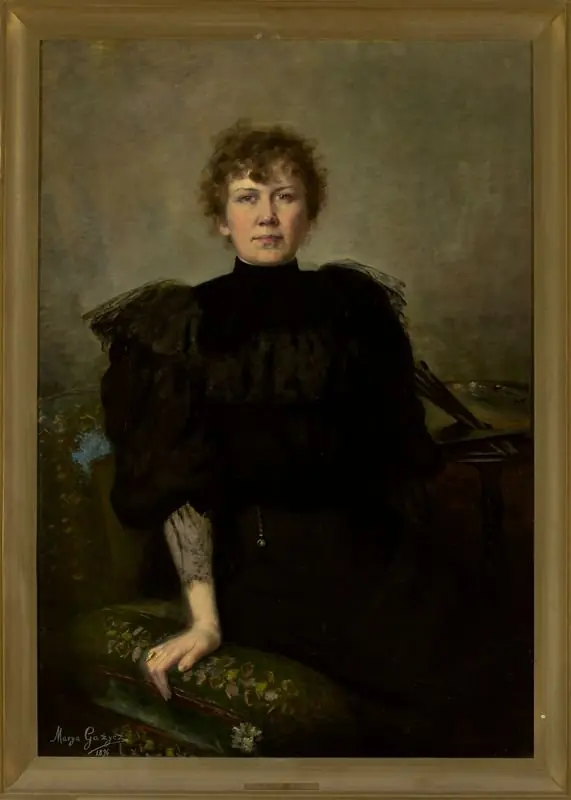 Self-portrait with palette, by Maria Gażycz