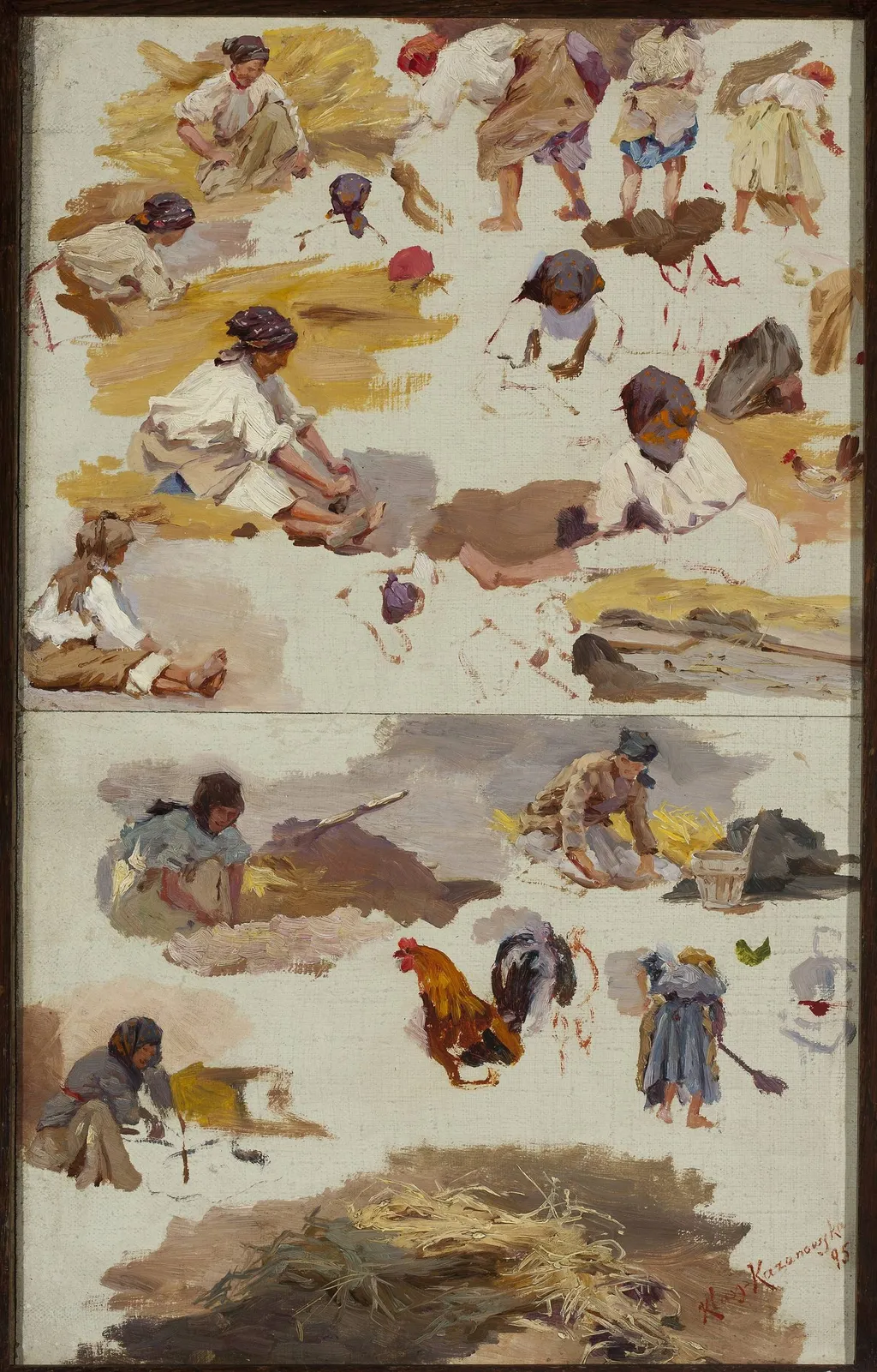 Studies of peasant women for the painting “Building a cottage”, by Maria Klass-Kazanowska, unspecified, 1898