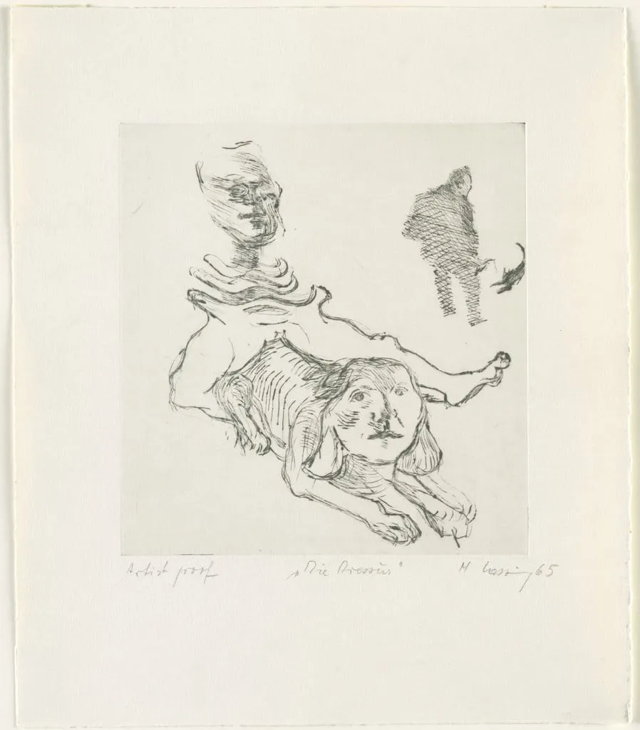 Untitled, by Maria Lassnig, ink, 1965