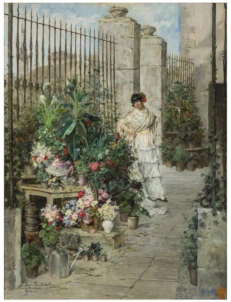 Puesto de flores, by María Luisa de la Riva y Callol-Muñoz