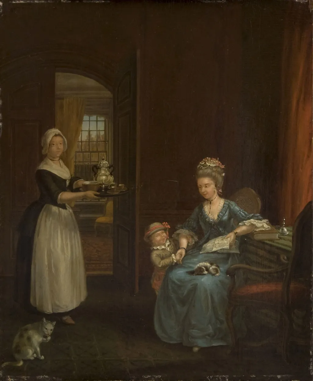 A Lady and a Servant, by Maria Margaretha la Fargue, oil, 1789
