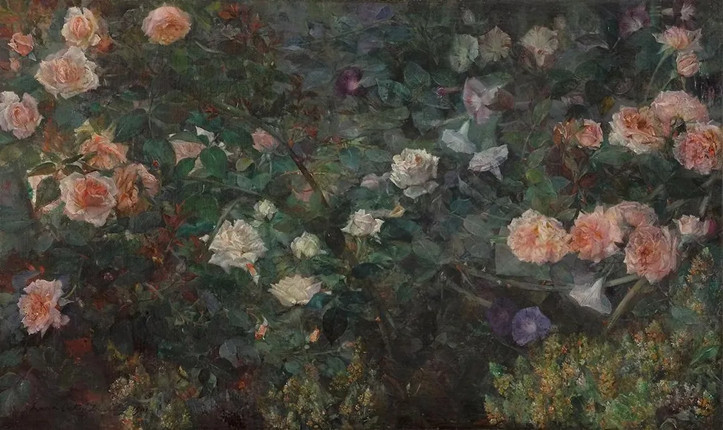 Rose Garden, by Maria Oakey Dewing, oil, 1901