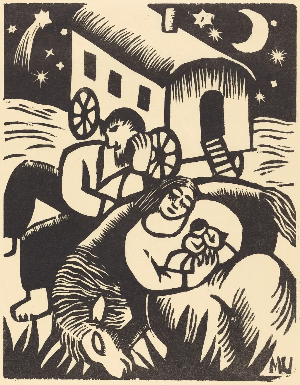 Ruhende Zigeuner, by Maria Uhden, ink, 1918