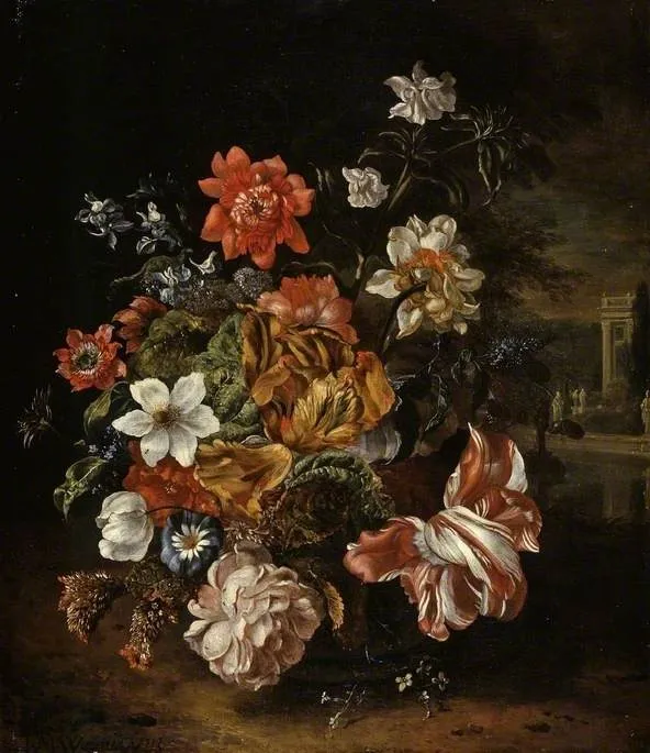 A group of flowers, by Maria Weenix, oil, 1711