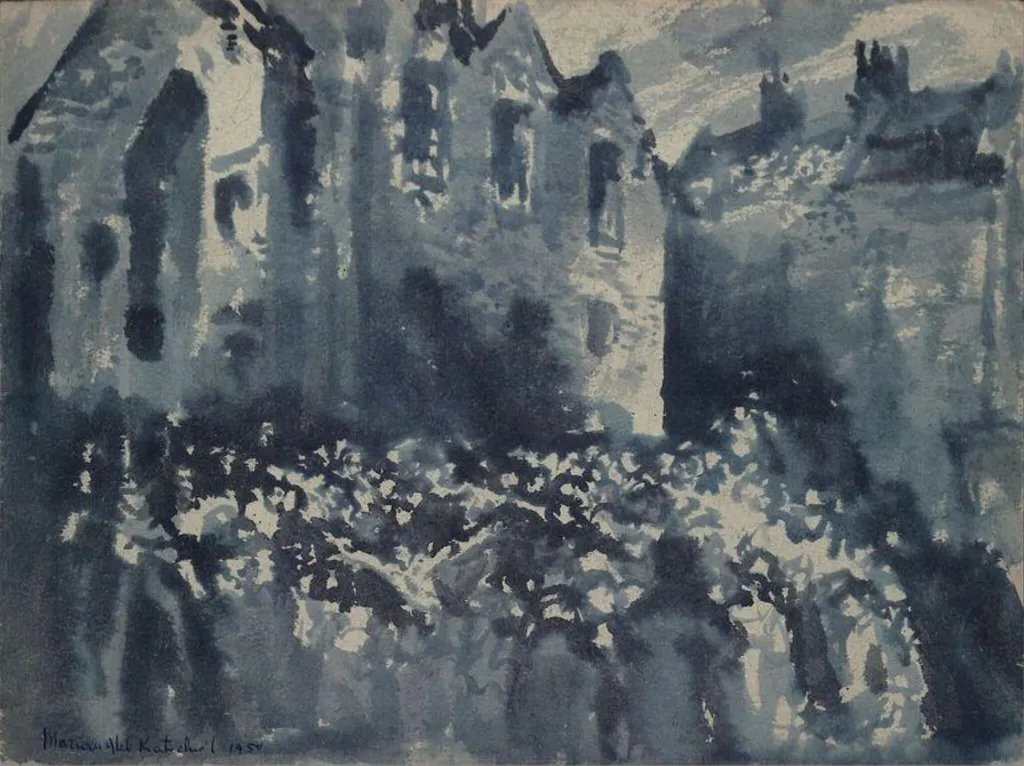 Petticoat Lane, by Marian Kratochwil, watercolor, 1950