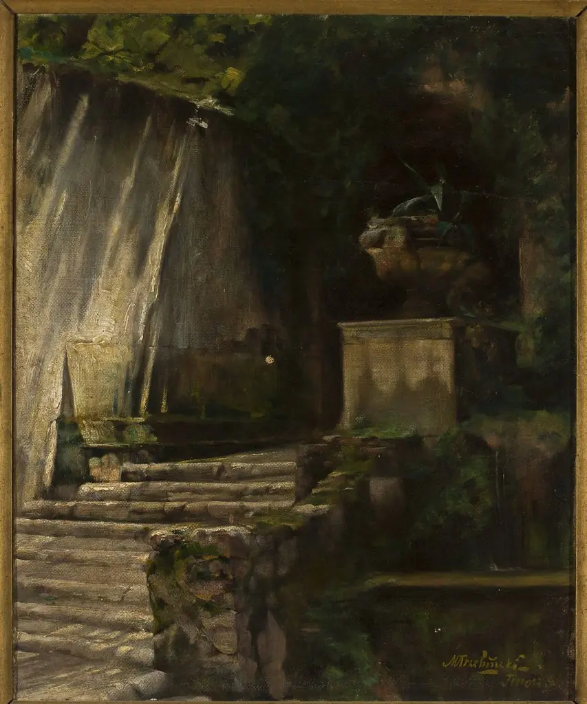 Fragment of the park in Tivoli, by Marian Trzebiński