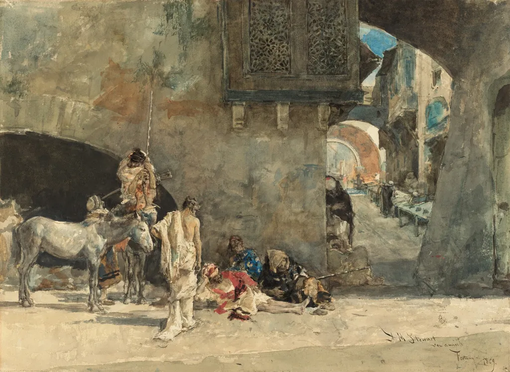 A Street in Tangiers, by Mariano Fortuny Marsal, watercolor, 1860