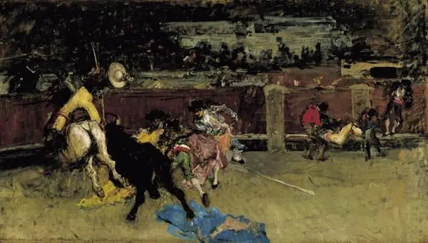 Bullfight. Wounded Picador, by Mariano Fortuny Marsal