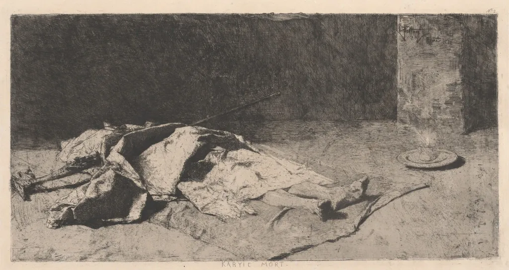 Dead Kabyle (Kabyle mort), by Mariano Fortuny Marsal, ink, 1867