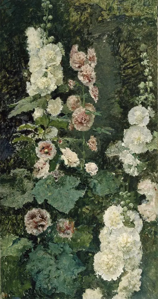 Hollyhocks, by Mariano Fortuny Marsal