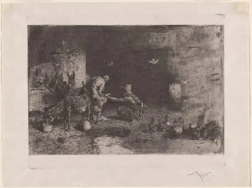 Maréchal ferrant au Maroc [Shoeing a Mule in Morocco], by Mariano Fortuny Marsal