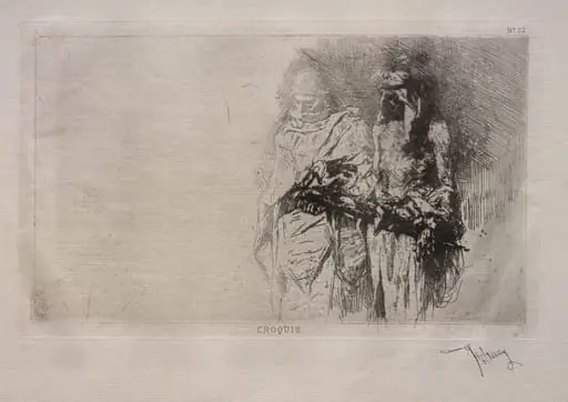 Sketch (Two Arabian Figures), by Mariano Fortuny Marsal