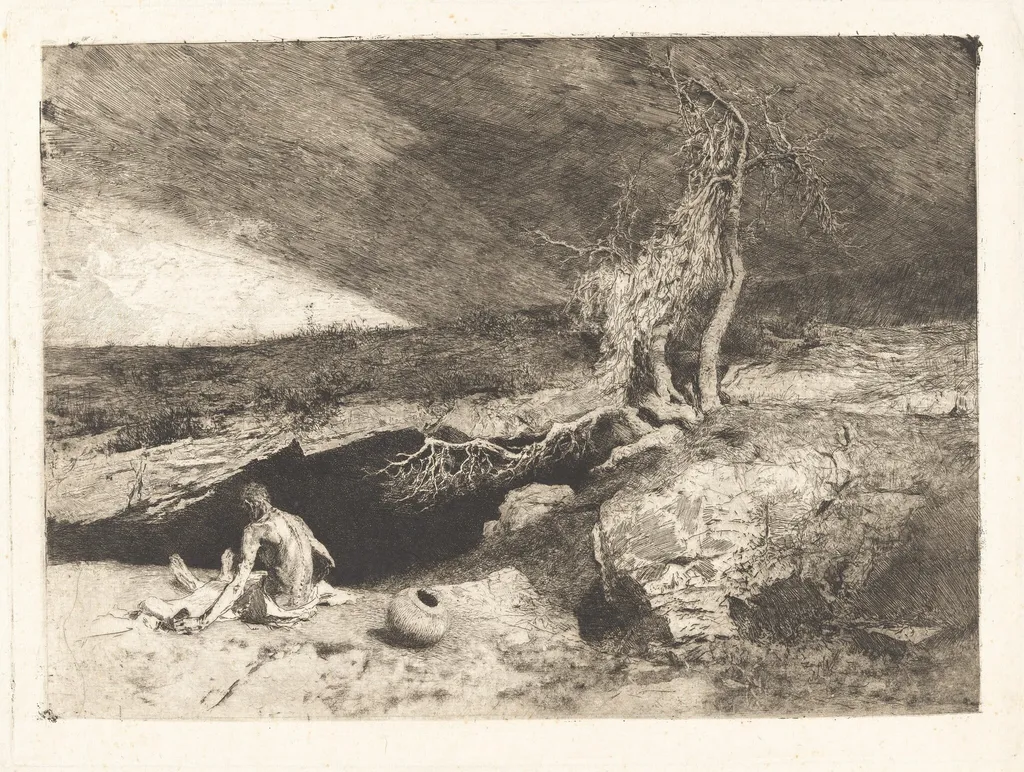 The Anchorite, by Mariano Fortuny Marsal, ink, 1869
