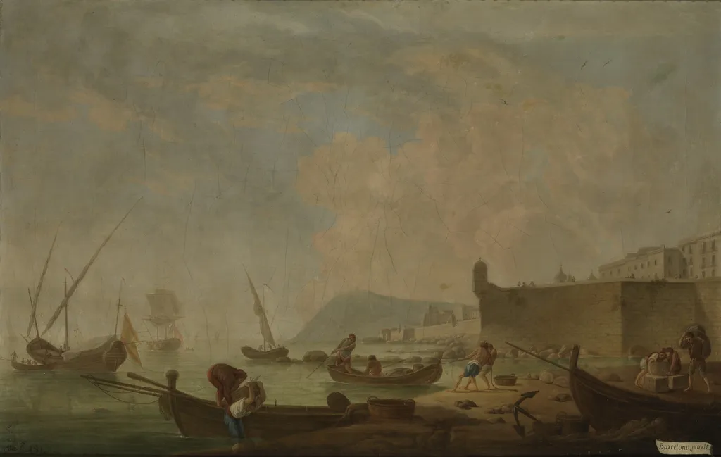 Vista de Barcelona por el Este, by Mariano Ramón Sánchez, oil, 1794