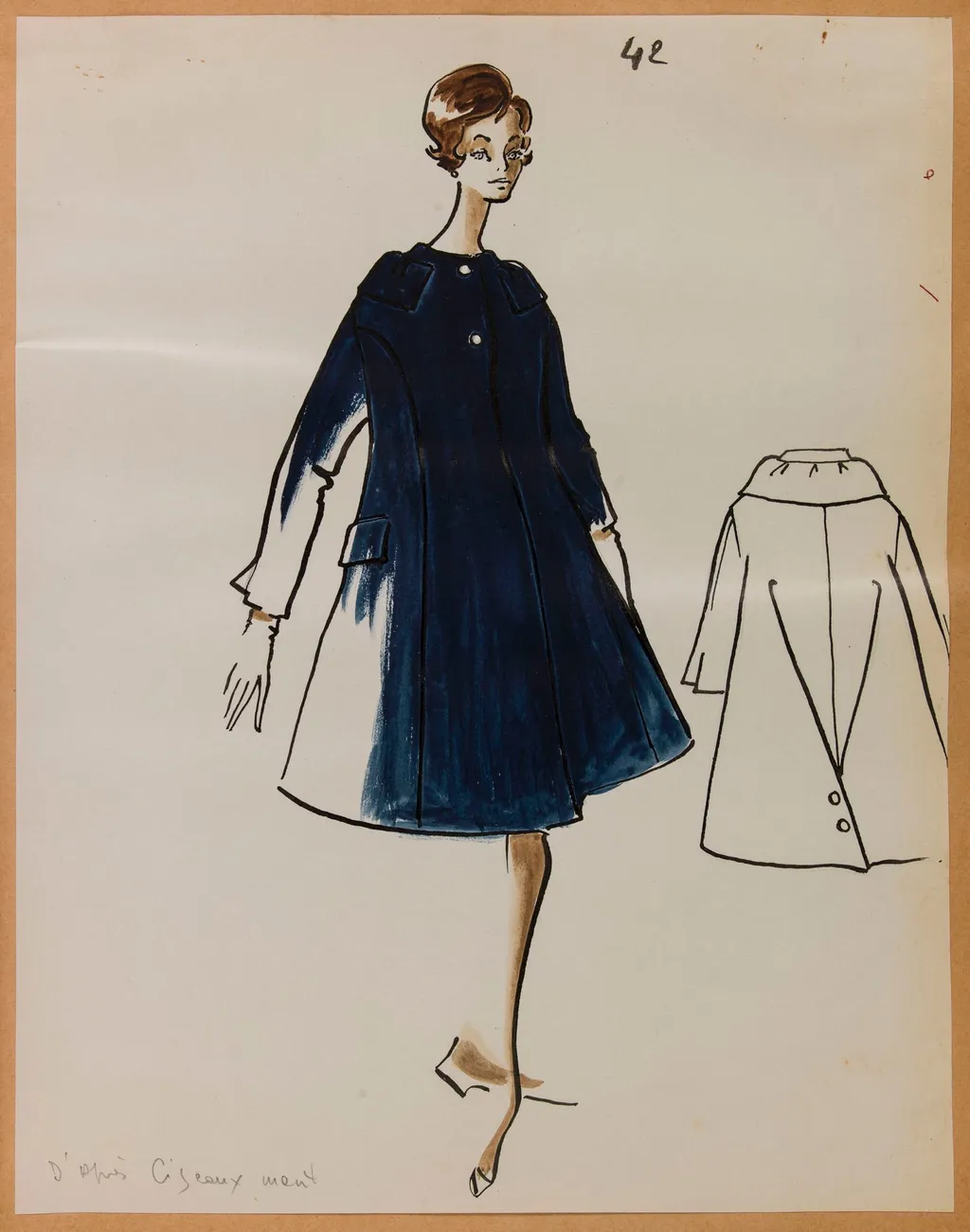 Manteau ample bleu marine, by Marie-Louise Carven, 1957