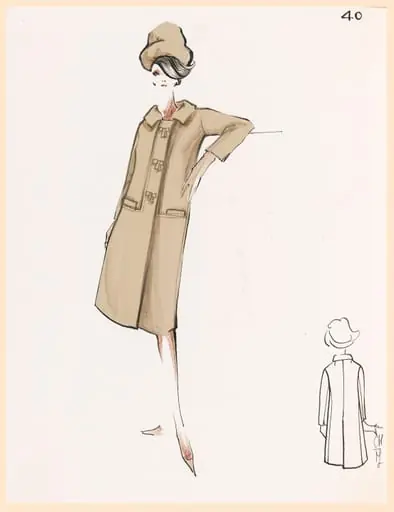 Manteau beige et chapeau assorti, by Marie-Louise Carven