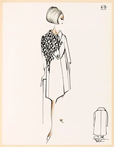 Manteau blanc à motif noir, by Marie-Louise Carven