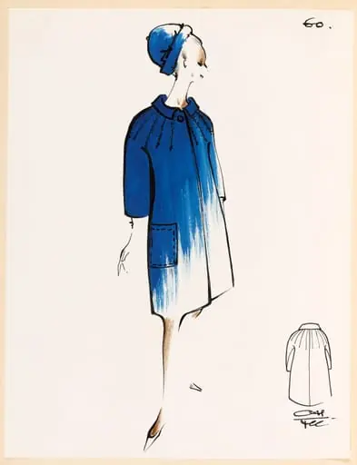 Manteau bleu foncé et chapeau assorti, by Marie-Louise Carven