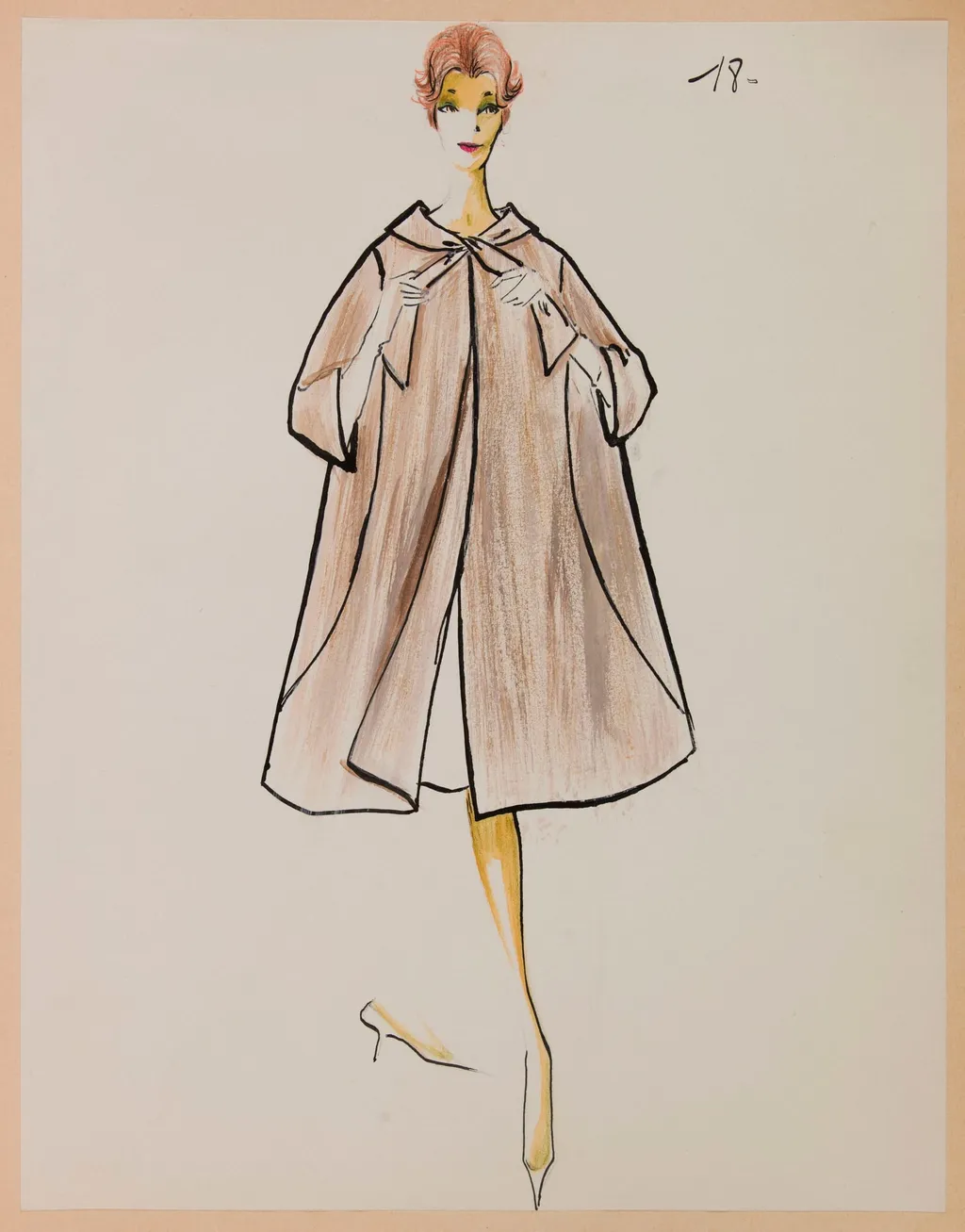 Manteau cape marron, by Marie-Louise Carven, 1959