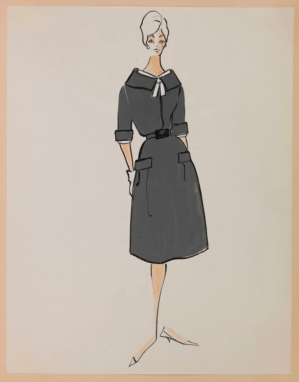 Manteau cintré gris, by Marie-Louise Carven, 1959