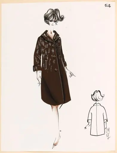Manteau marron à motif blanc, by Marie-Louise Carven