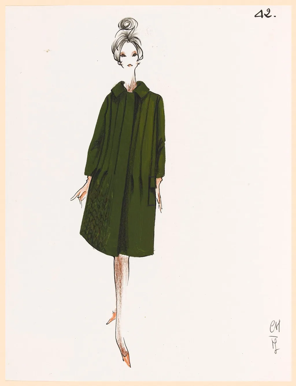 Manteau vert bouteille, by Marie-Louise Carven, 1967