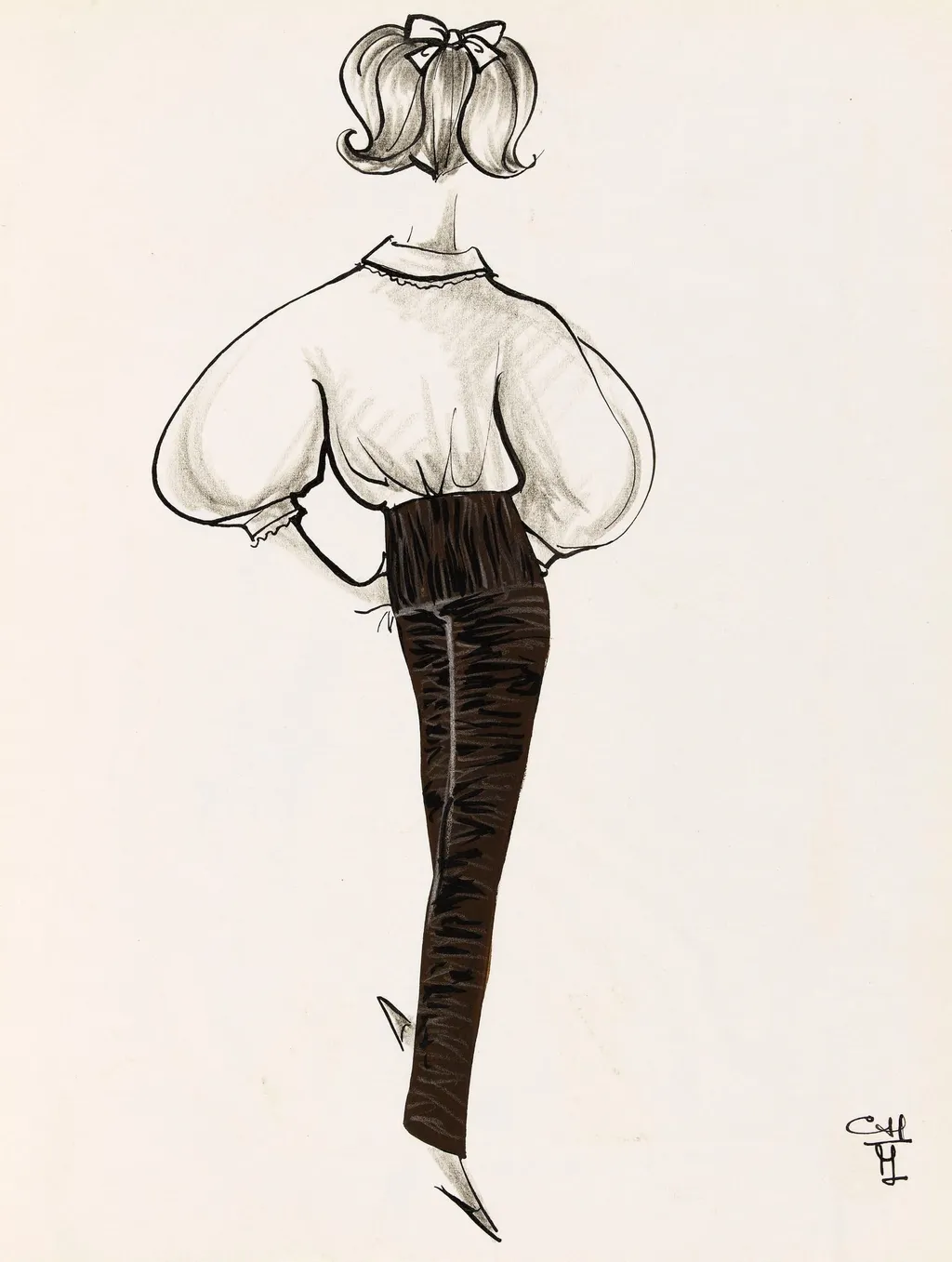 Pantalon marron à large ceinture, by Marie-Louise Carven, 1963